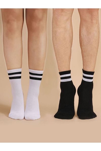 MY MENORA SOCKS 4 чифта черни и бели чорапи на райета