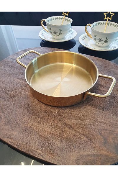 LOVYCO Gold Sahan Kahvaltı Sunum Tavası (YUMURTA,SUCUK,SALAM VS.) Servis Sunum 18 Cm Aciklamaya Dikkat