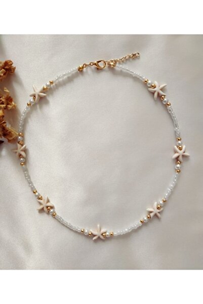 Fata Morgana Accessory Krem Doğaltaş Yılzdızlı Boncuk Kolye