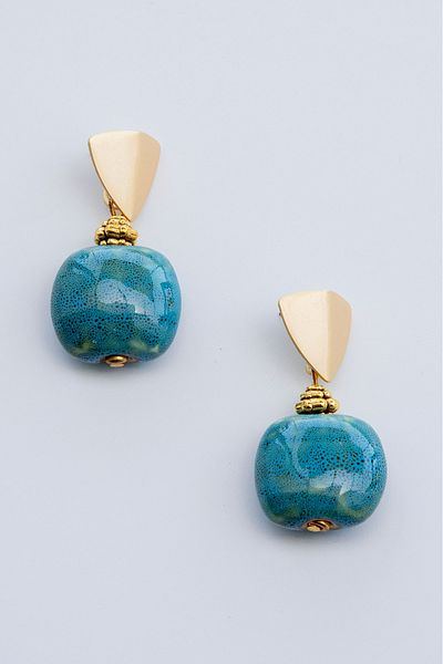 Lila Rosa Ethnic Authentic Earrings with Natural Stone Detail