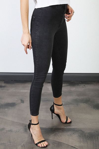 Harmony Smoked High Waist Skinny Fit Jeans Lycra Pocketless Front Leggings Pants
