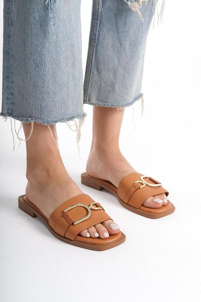 ERNİLA Genuine Leather Women's Slippers - Shoes