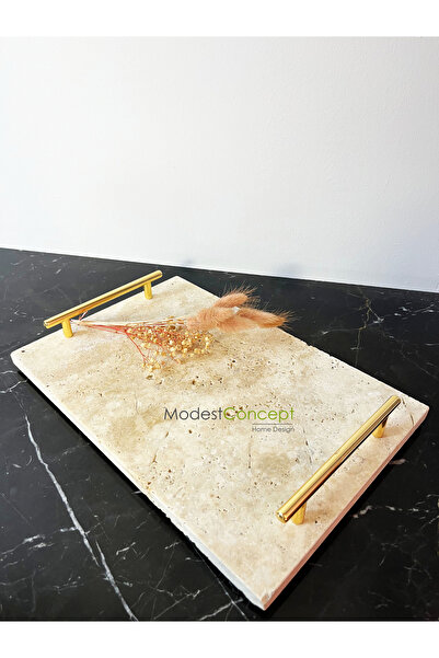 Modestmar Travertine Marble - Presentation and Engagement Tray, Gold 20x30