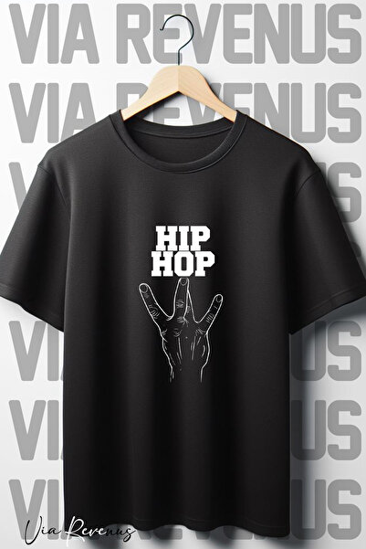 Vordevia تي شيرت أسود كبير الحجم مطبوع عليه هيب هوب برقبة دائرية