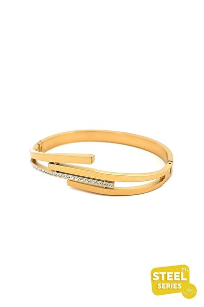 nursultan Golden Zirkon Samuel Çelik Kelepçe Bileklik ABL2136