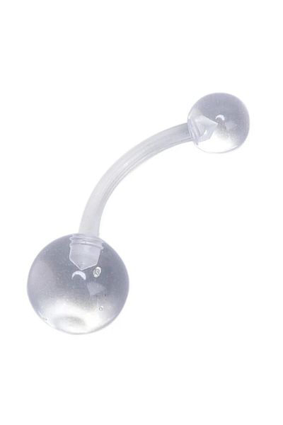 Jaida Moda Women's White Bioplast Navel Piercing – 10 mm Antiallergic and Flexible Design