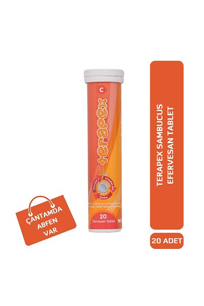 Abfen Farma Terapex Sambucus Effervescent - 20 Tablets Containing Vitamin C, Zinc and Vitamin D3