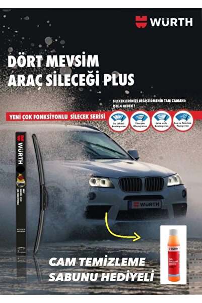 Würth WÜRTH DÖRT MEVSİM ARAÇ SİLECEĞİ PLUS 650 MM 26 IN 9 FARKLI APARAT + CAM...