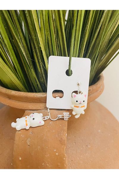 1PARÇAMAVİ Garfield cute cat clip children's earrings - without holes