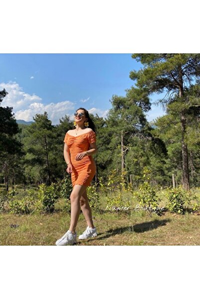 KAMER Kabartmalı Gofre Elbise