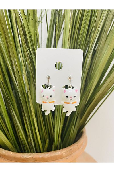 1PARÇAMAVİ Garfield cute cat clip children's earrings - without holes