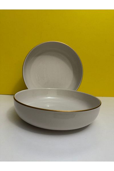 Kütahya Porselen 21 Cm Moderna Salad Plate - Set of 2 Gold Gilded