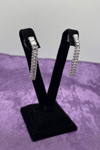 Ressia Gümüş Kaplama Baget Taşlı Su Yolu Sallantılı Küpe