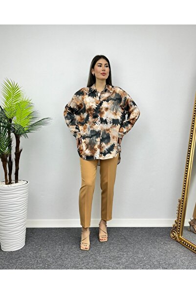 deqfashion Desenli Oversize Gömlek
