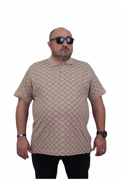 MocGrande Ανδρικό μπλουζάκι με λαιμόκοψη μεγάλου μεγέθους - Τετράγωνο 24452 ΜΠΕΖ