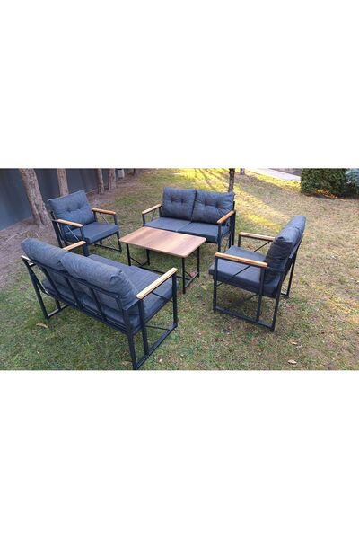 Kırlenta LİVA ANTRASİT 2+2+1+1 + SEHPA BAHÇE , BALKON , TAKIMI MOBİLYASI