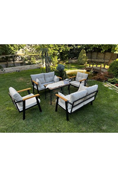 Kırlenta Erciyes 2 2 1 1 Masa Krem Bahçe Takımı Bahçe Mobilyası