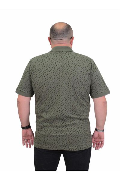 MocGrande Large Size Men's Polo Collar T-Shirt - Leaf 24457 KHAKI