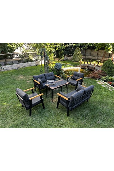 Kırlenta Erciyes 2 2 1 1 Masa Antrasit Bahçe Takımı Koltuk Takımı Balkon Takımı Bahçe Mobilyası