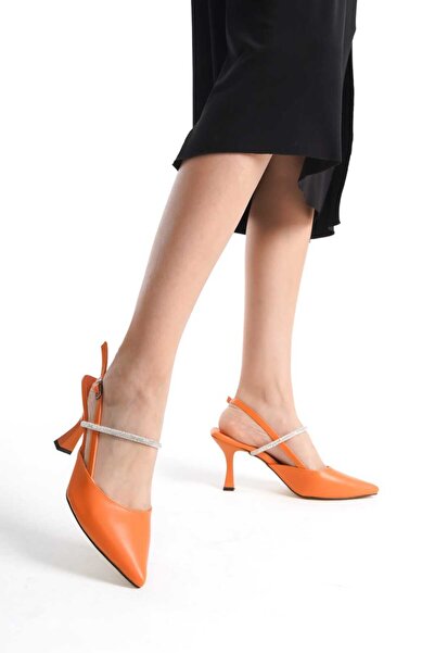 SEREL35SHOES New Season Women's Heeled Shoes - Open Back, Jewelled Buckle, 8cm Heel