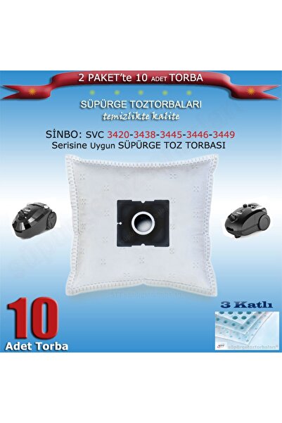 Sinbo Svc 3420-3438-3445-3446-3449 Serisi Süpürge Toz Torbası 10 Adet 200120