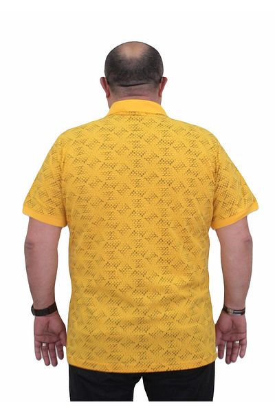 MocGrande Μπλουζάκι Polo Neck 24450 Plus Size - Τρίγωνο εμπριμέ, ΚΙΤΡΙΝΟ