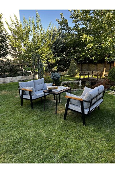 Kırlenta ERCİYES 2+2+MASA GRİ BAHÇE TAKIMI BAHÇE MOBİLYASI