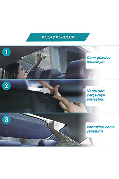 Ankanorm Araç Arka Cam Için Vantuzlu Güneşlik Perde Araba Oto Araç Perdesi