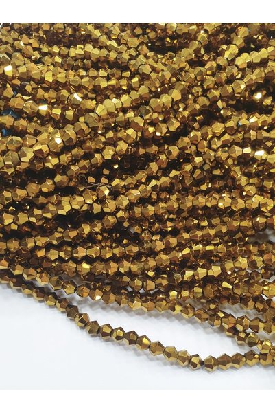 CRYSTALSHOP 4mm Pyramid Antique Gold Crystal Beads (10 Strings)