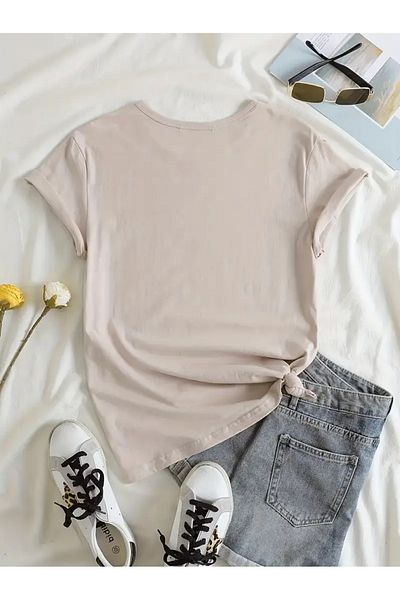 EFFRENATU Γοητευτικό μπλουζάκι με στάμπα μόδας Plus Size