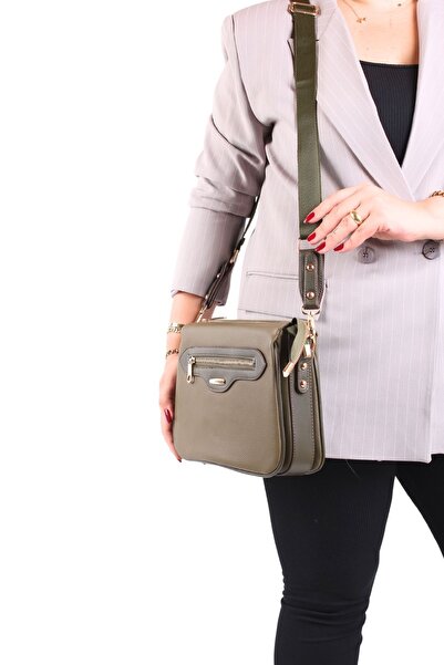 GALB LEATHER حقيبة كتف نسائية بحزام عريض ومتعددة الأقسام - للاستخدام اليومي