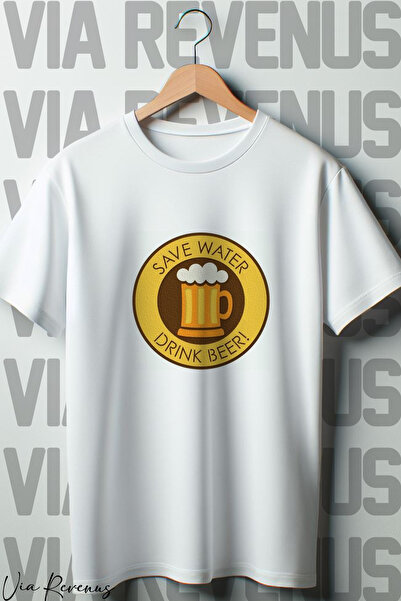 Vordevia Bela Oversize kroj T-shirt - Štedi vodu, pij pivo Štampano, okrugla ...