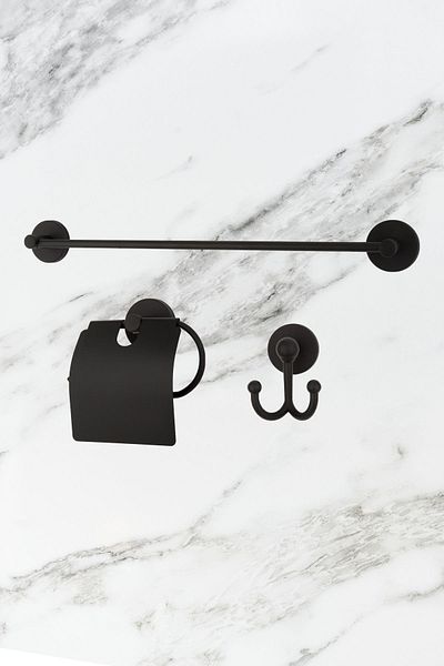 UG Home Μαύρη θήκη για πετσέτες τουαλέτας με φαρδύ κάλυμμα / Μακρύς κρεμάστρα για πετσέτες / Σετ μπάνιου για κρεμάστρα μπουρνούζι