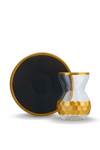 DECOSTYLE Pasabahce 12 Piece Handcrafted Honeycomb Decor Cutting Art Tea Set Set