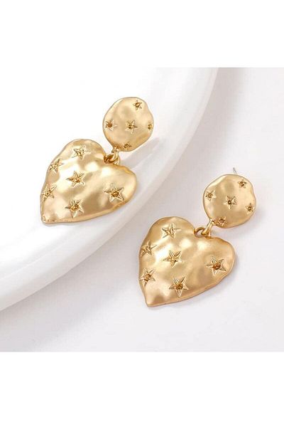 DEMOKAN Vintage Design Women's Earrings - Heart Star Printed