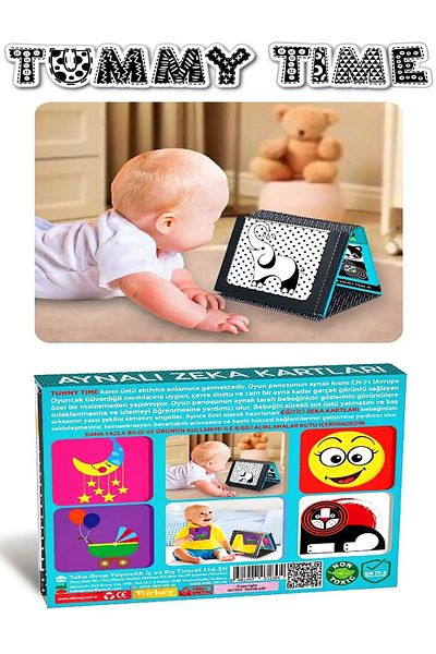 Diytoy Tummy Time Mirrored First Intelligence Cards & Safe Baby Mirror - Educational Cards