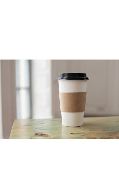 Miopack 16 Oz Siyah Kapaklı Karton Latte Bardak 100 Lü 400 Ml - (bardak Ceket...