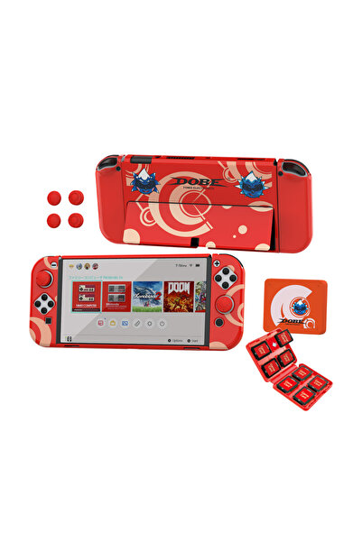 Dobe Switch OLED 3in1 Standlı Rnkli Kılıf Analog Yükseltici ve Koruyucu Kart ...