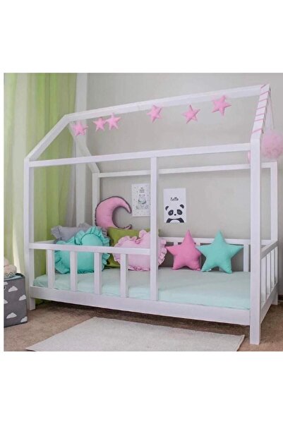 Puf Bebe Montessori Unisex Çocuk Bebek Çatılı Doğal Montessori & Karyolası