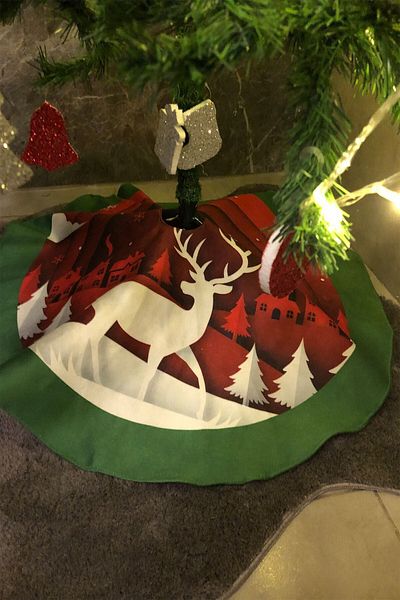 aymira home Christmas Pine Tree Foot Cover Washable Fabric with Velcro 65x65