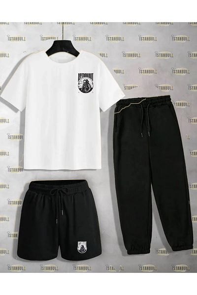 aynewmoda Robot Printed T-Shirt and Shorts Set