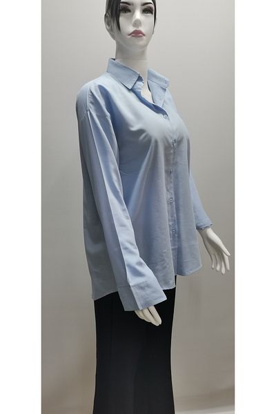 B.HE.Z Cămașă de damă cu mânecă lungă din bumbac, cu textura moale, în stil casual CUPRA