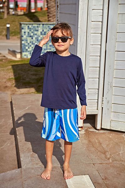 Marina Boy's Navy Blue Patterned Shorts - B2435