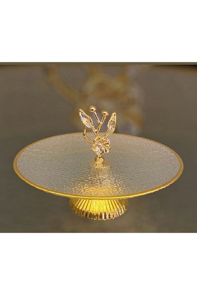 MOS'EV Gold Glass Metal Coffee Side Service Presentation Diameter 19cm H.12cm