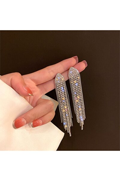 So Much Accesories So-much فستان سهرة حجري أقراط متدلية فضية-2