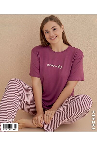 İpek Γυναικείο κοντομάνικο σετ πιτζάμες μεγάλου μεγέθους