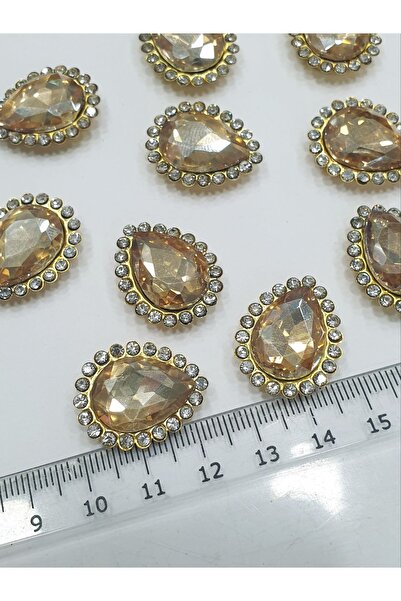 CRYSTALSHOP Χρυσή Σταγόνα - Πετρώδεις Άκρη, 18*24mm, 25 ΤΕΜ