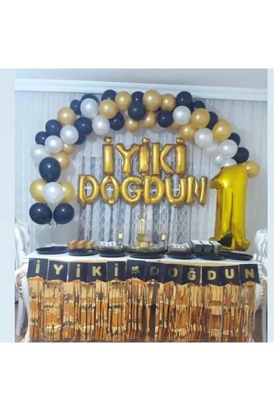 Bkmc 1 Year Old Birthday Set - Gold Black