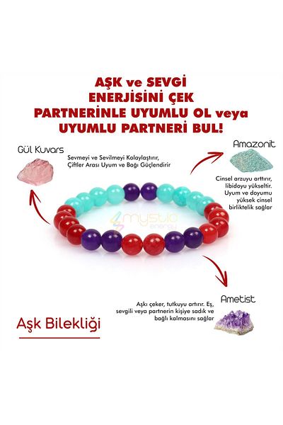 Mystic Energy Natural Stone Couples - Harmony and Love Bracelet, Amethyst-Rose Quartz-Amazonite Gifted