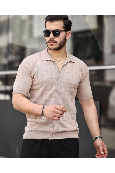 ROBERTO BORNOVA Πλεκτό Πουκάμισο Cream Fit - Κουμπωτό Μορφή